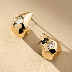 Anthropologie Crystal-Inset Molten Post Earrings